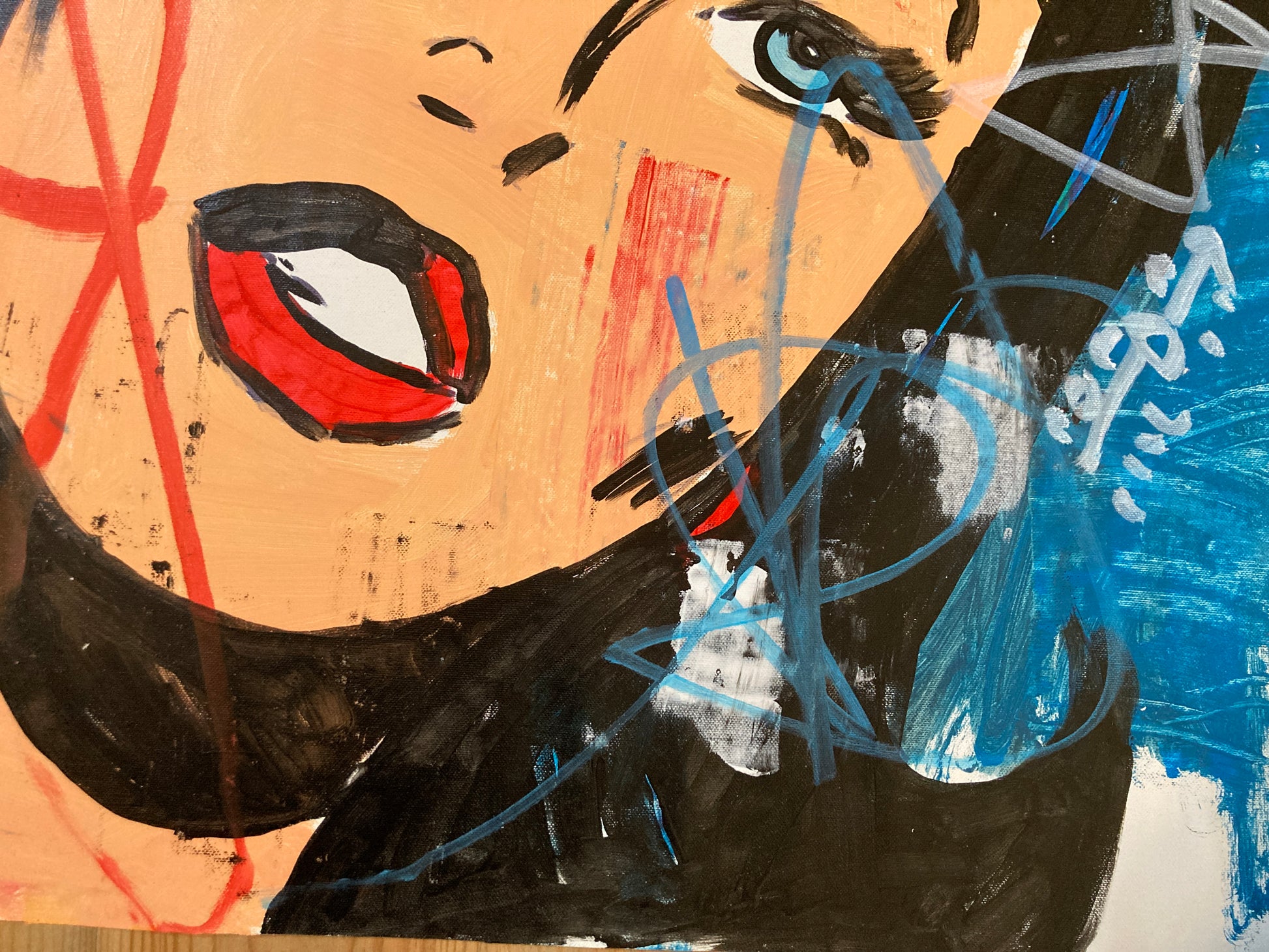 “Wonder Woman” (2024) by Freda People reinterprets this legendary icon through the lens of modern pop and urban art. For sale on FLIP Gallery