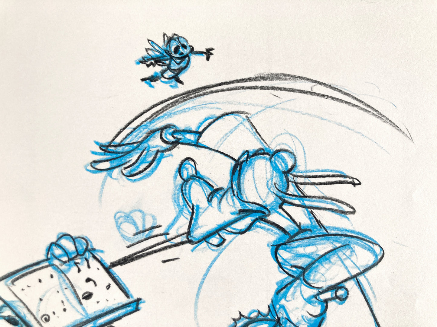 Who Framed Roger Rabbit : Goofy, Donald Duck, and Spike the Bee - Original Storyboard for Deleted Scene by Mark Kausler (Walt Disney/Amblin, 1988). For sale on FLIP Gallery