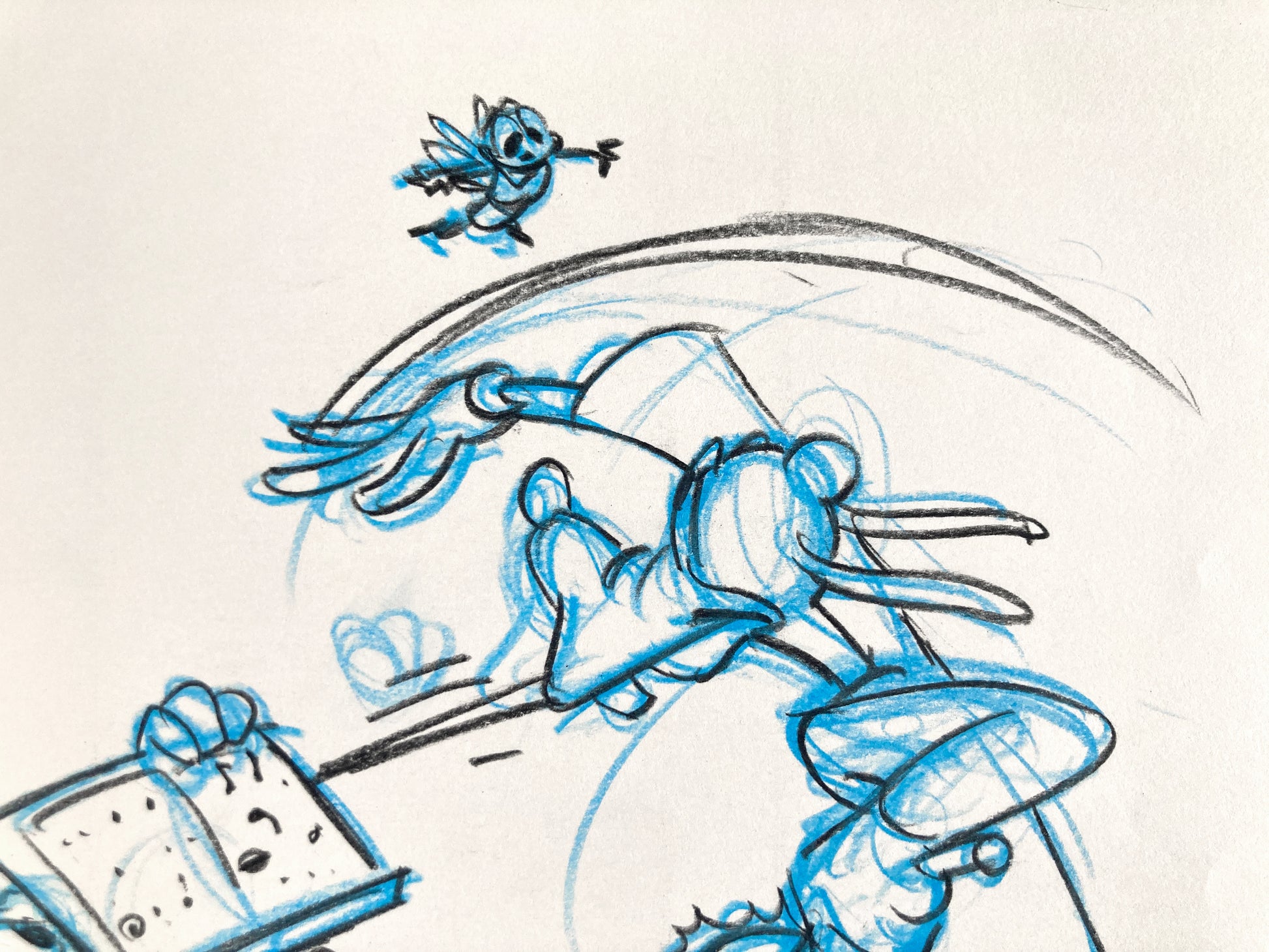 Who Framed Roger Rabbit : Goofy, Donald Duck, and Spike the Bee - Original Storyboard for Deleted Scene by Mark Kausler (Walt Disney/Amblin, 1988). For sale on FLIP Gallery