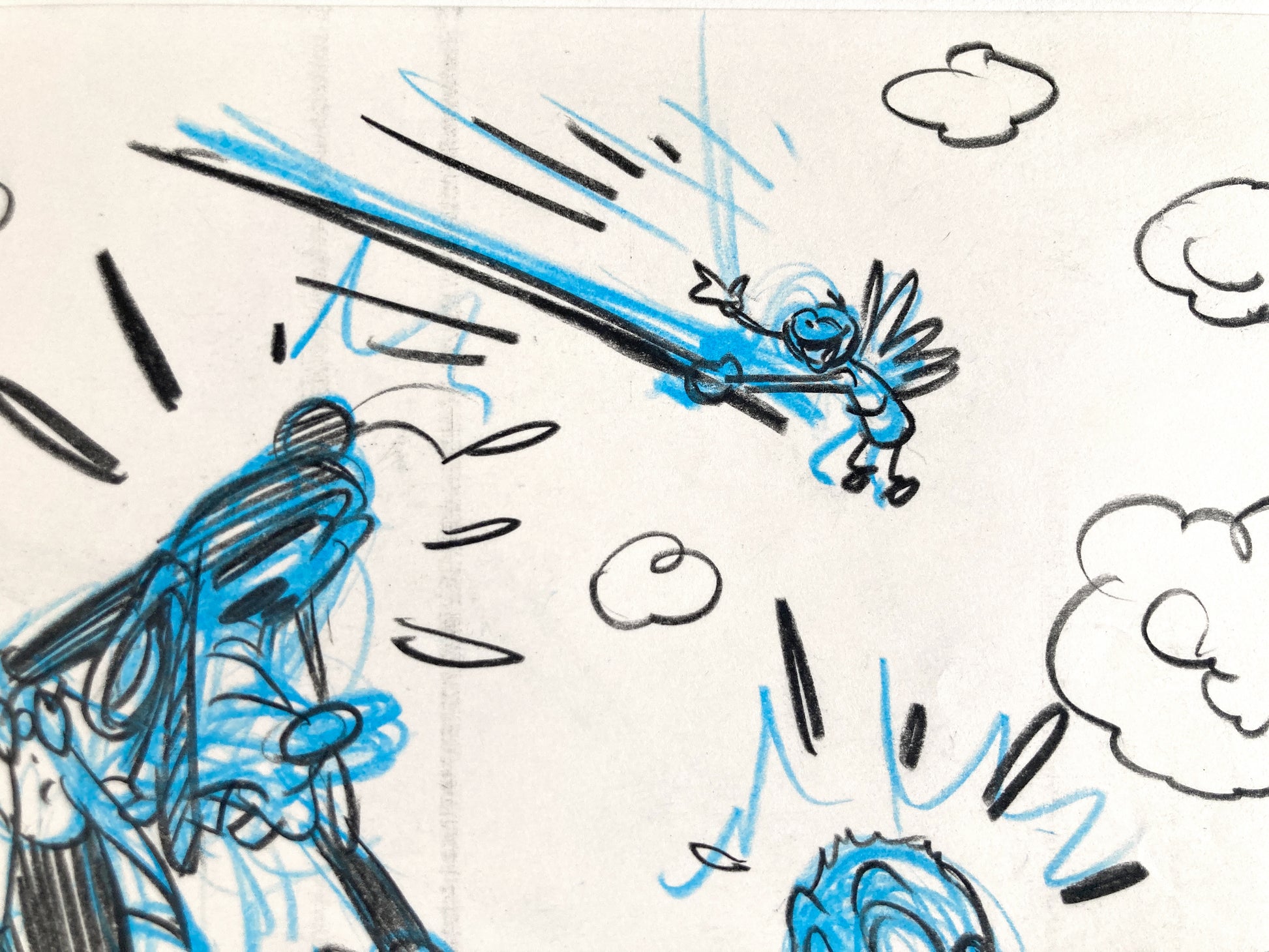 Who Framed Roger Rabbit : Goofy, Donald Duck, and Spike the Bee - Original Storyboard for Deleted Scene by Mark Kausler (Walt Disney/Amblin, 1988). For sale on FLIP Gallery