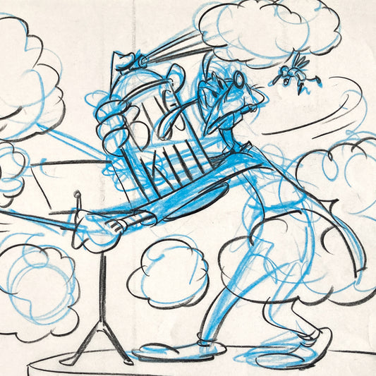 Who Framed Roger Rabbit - Goofy, Donald Duck, and Spike the Bee - Original Storyboard for Deleted Scene by Mark Kausler (Walt Disney/Amblin, 1988). For sale on FLIP Gallery