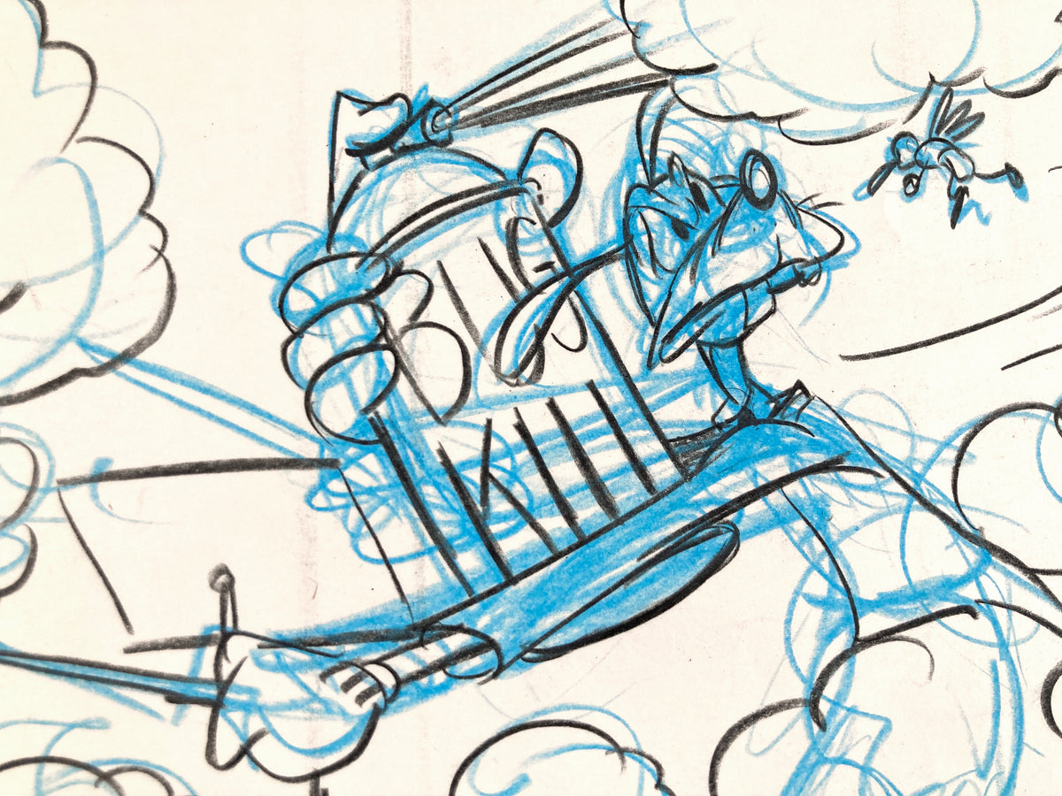 Who Framed Roger Rabbit - Goofy, Donald Duck, and Spike the Bee - Original Storyboard for Deleted Scene by Mark Kausler (Walt Disney/Amblin, 1988). For sale on FLIP Gallery