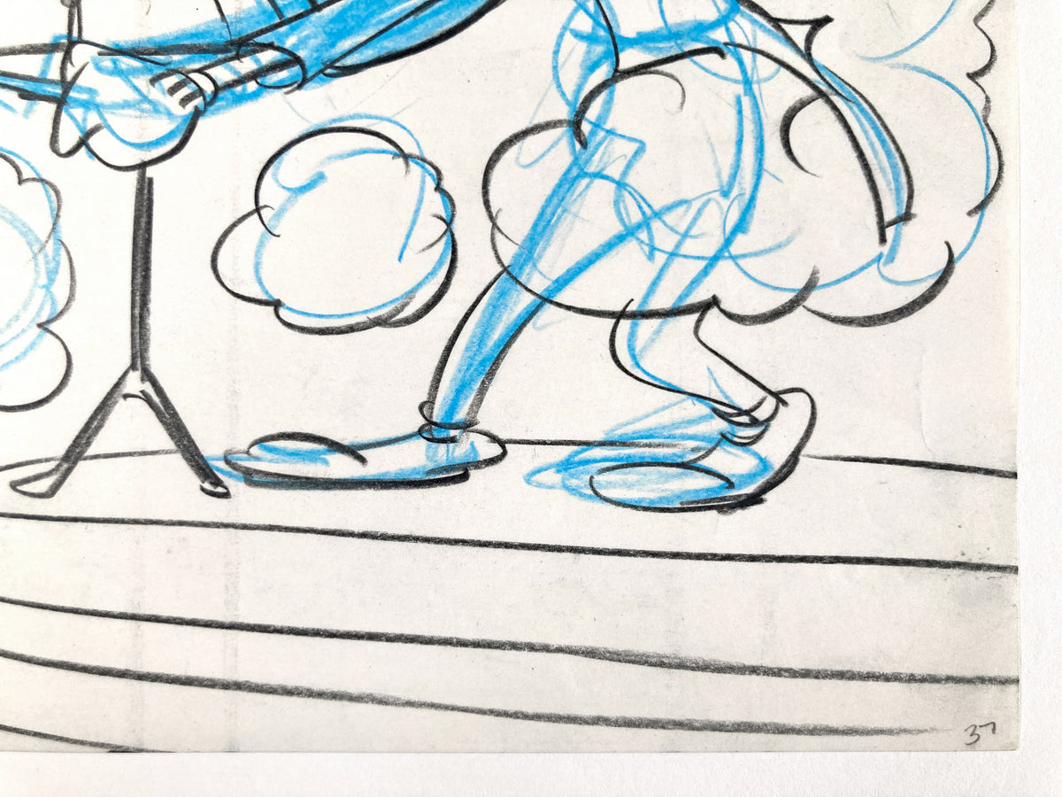 Who Framed Roger Rabbit - Goofy, Donald Duck, and Spike the Bee - Original Storyboard for Deleted Scene by Mark Kausler (Walt Disney/Amblin, 1988). For sale on FLIP Gallery