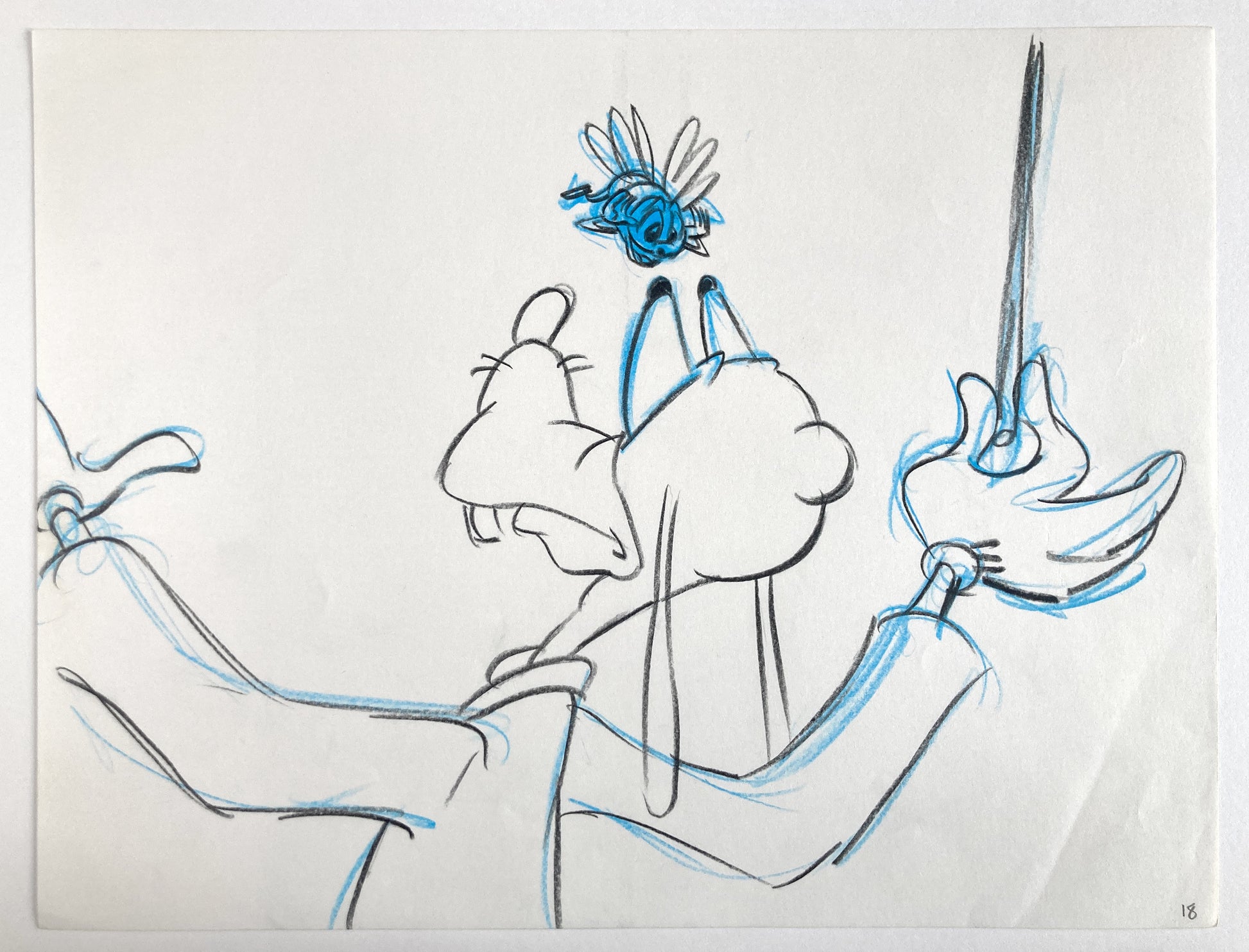 Who Framed Roger Rabbit : Goofy, Donald Duck, and Spike the Bee - Original Storyboard for Deleted Scene by Mark Kausler (Walt Disney/Amblin, 1988). For sale on FLIP Gallery