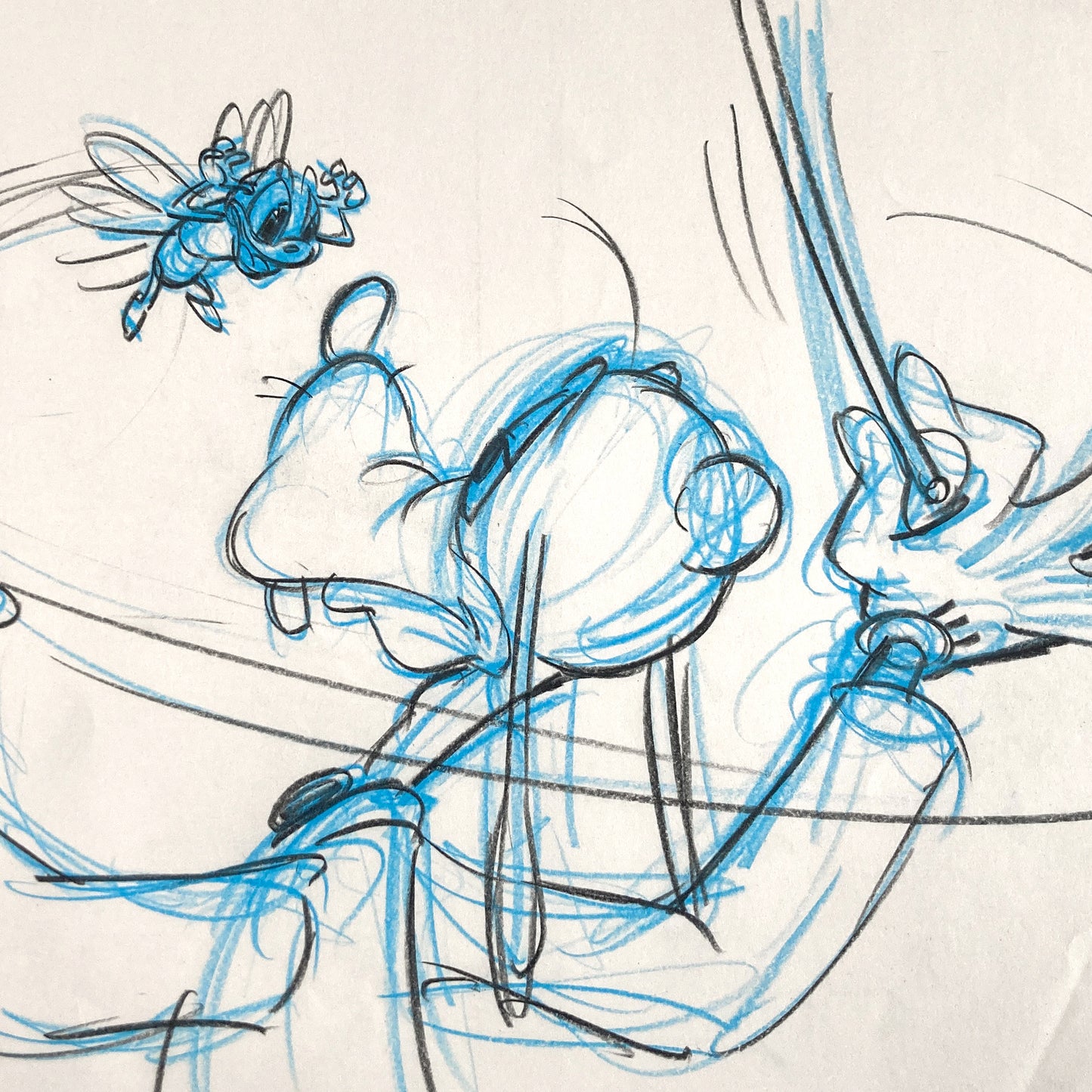 Who Framed Roger Rabbit : Goofy, Donald Duck, and Spike the Bee - Original Storyboard for Deleted Scene by Mark Kausler (Walt Disney/Amblin, 1988). For sale on FLIP Gallery