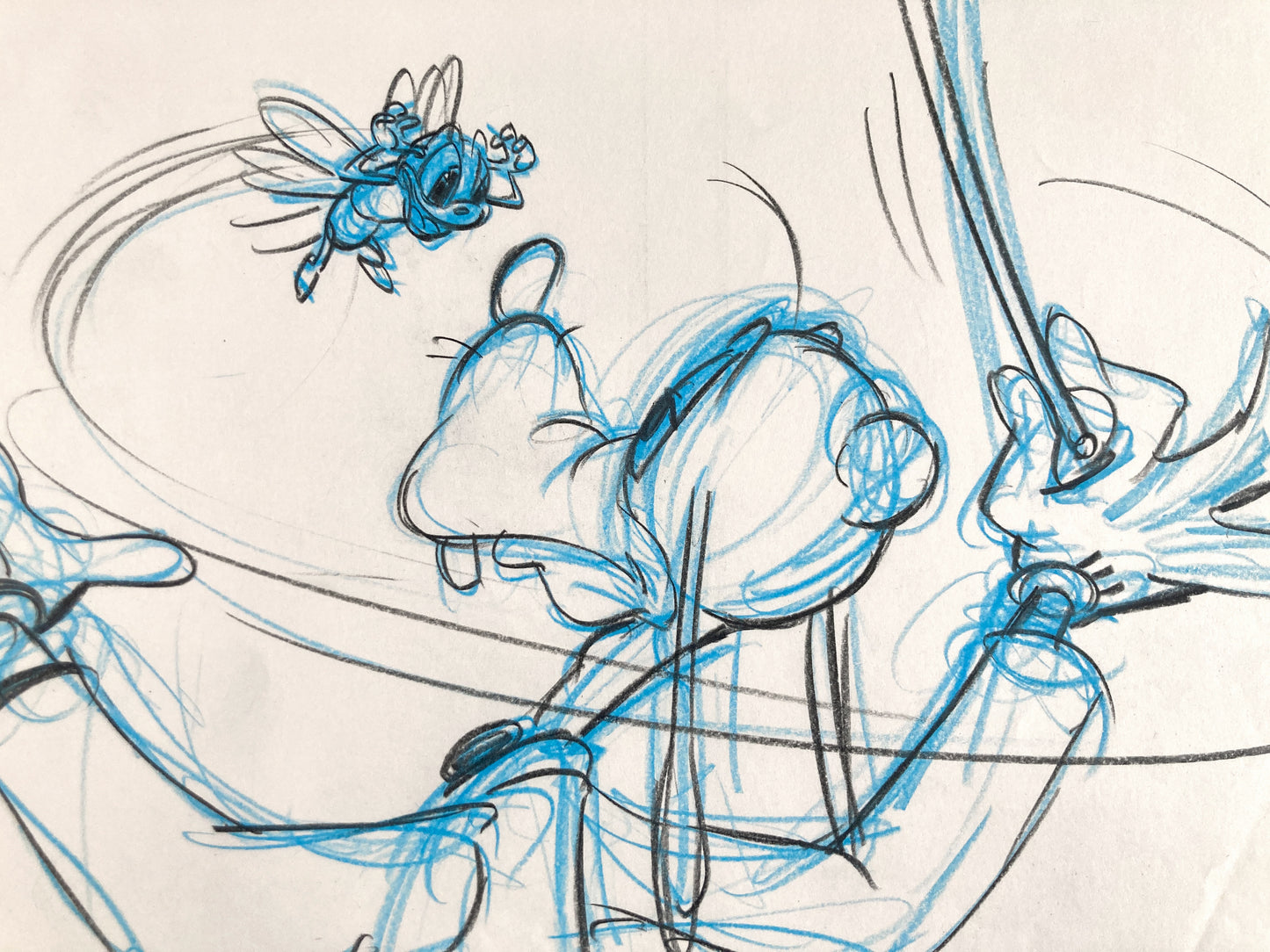 Who Framed Roger Rabbit : Goofy, Donald Duck, and Spike the Bee - Original Storyboard for Deleted Scene by Mark Kausler (Walt Disney/Amblin, 1988). For sale on FLIP Gallery