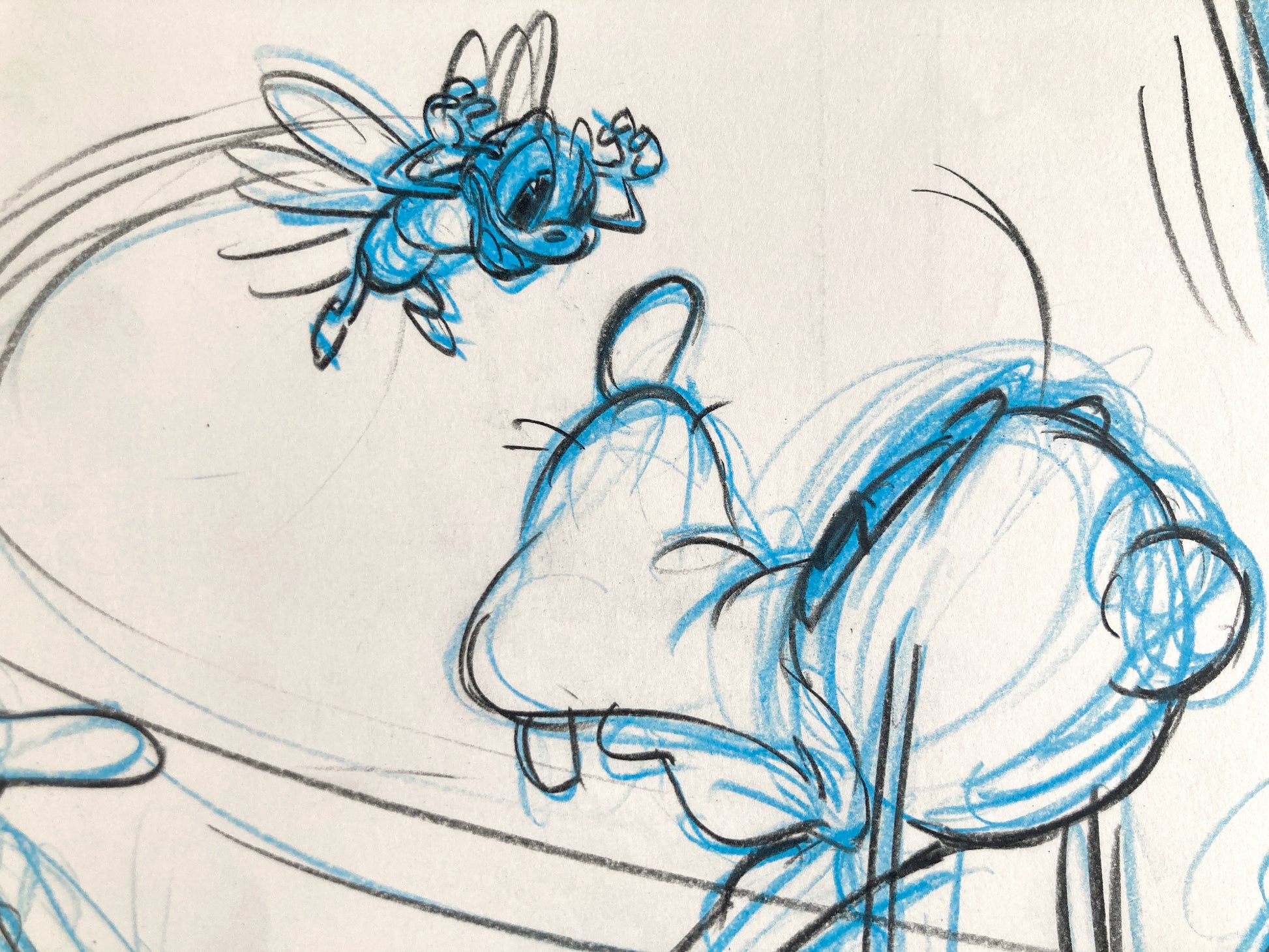 Who Framed Roger Rabbit : Goofy, Donald Duck, and Spike the Bee - Original Storyboard for Deleted Scene by Mark Kausler (Walt Disney/Amblin, 1988). For sale on FLIP Gallery