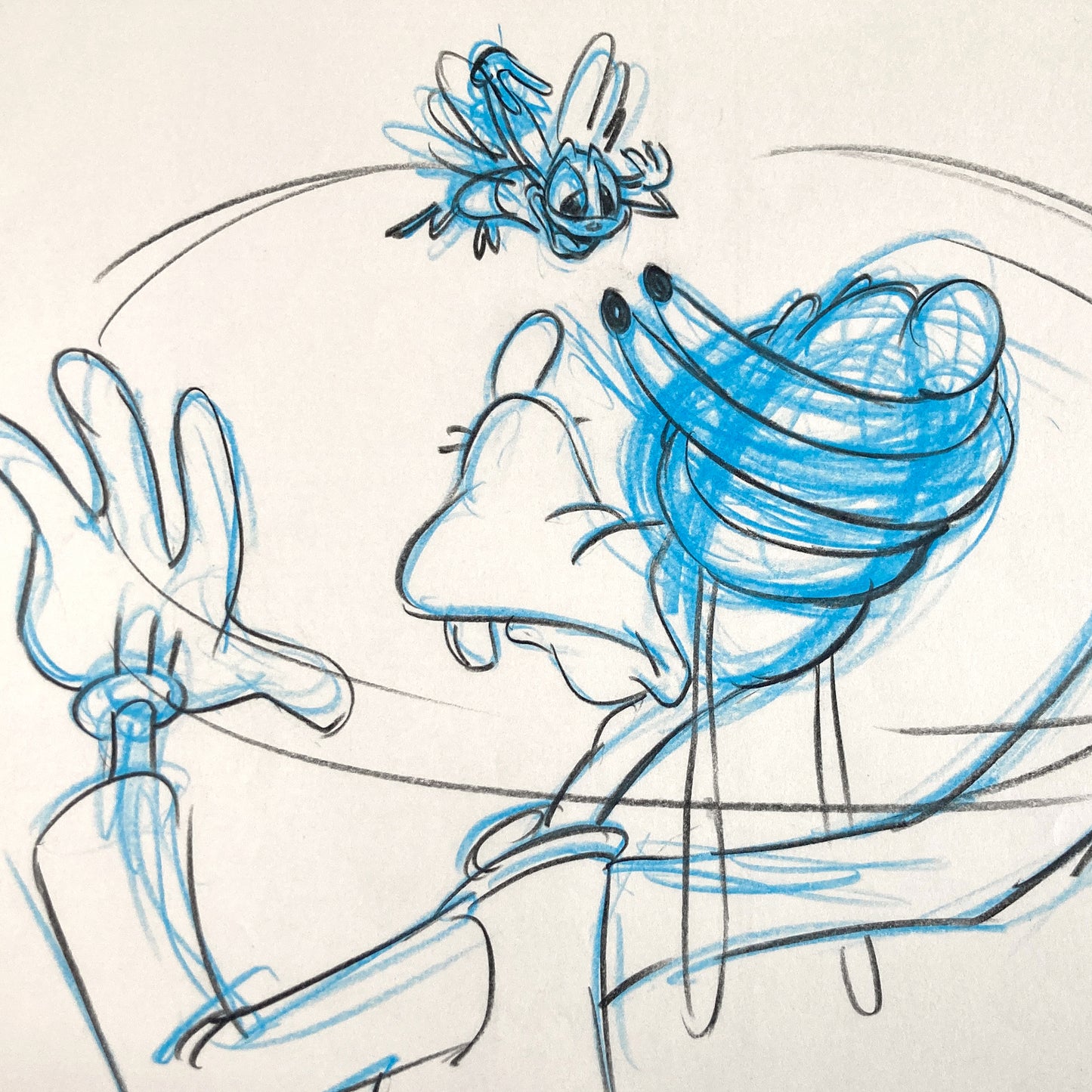 Who Framed Roger Rabbit : Goofy, Donald Duck, and Spike the Bee - Original Storyboard for Deleted Scene by Mark Kausler (Walt Disney/Amblin, 1988). For sale on FLIP Gallery