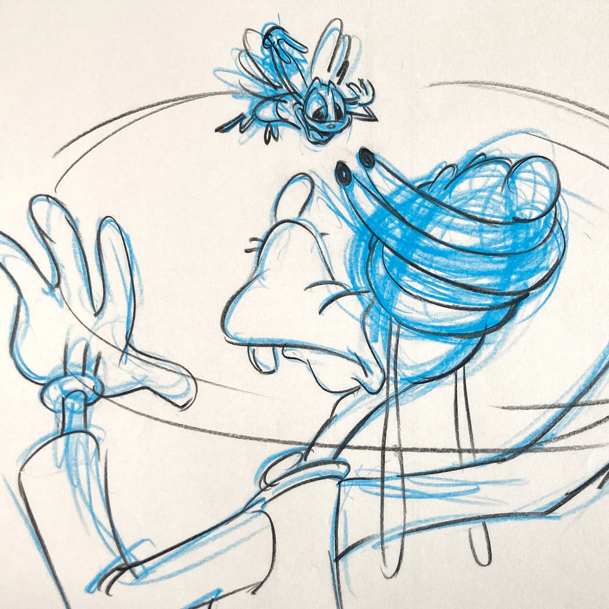 Who Framed Roger Rabbit : Goofy, Donald Duck, and Spike the Bee - Original Storyboard for Deleted Scene by Mark Kausler (Walt Disney/Amblin, 1988). For sale on FLIP Gallery