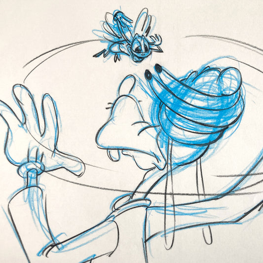 Who Framed Roger Rabbit : Goofy, Donald Duck, and Spike the Bee - Original Storyboard for Deleted Scene by Mark Kausler (Walt Disney/Amblin, 1988). For sale on FLIP Gallery