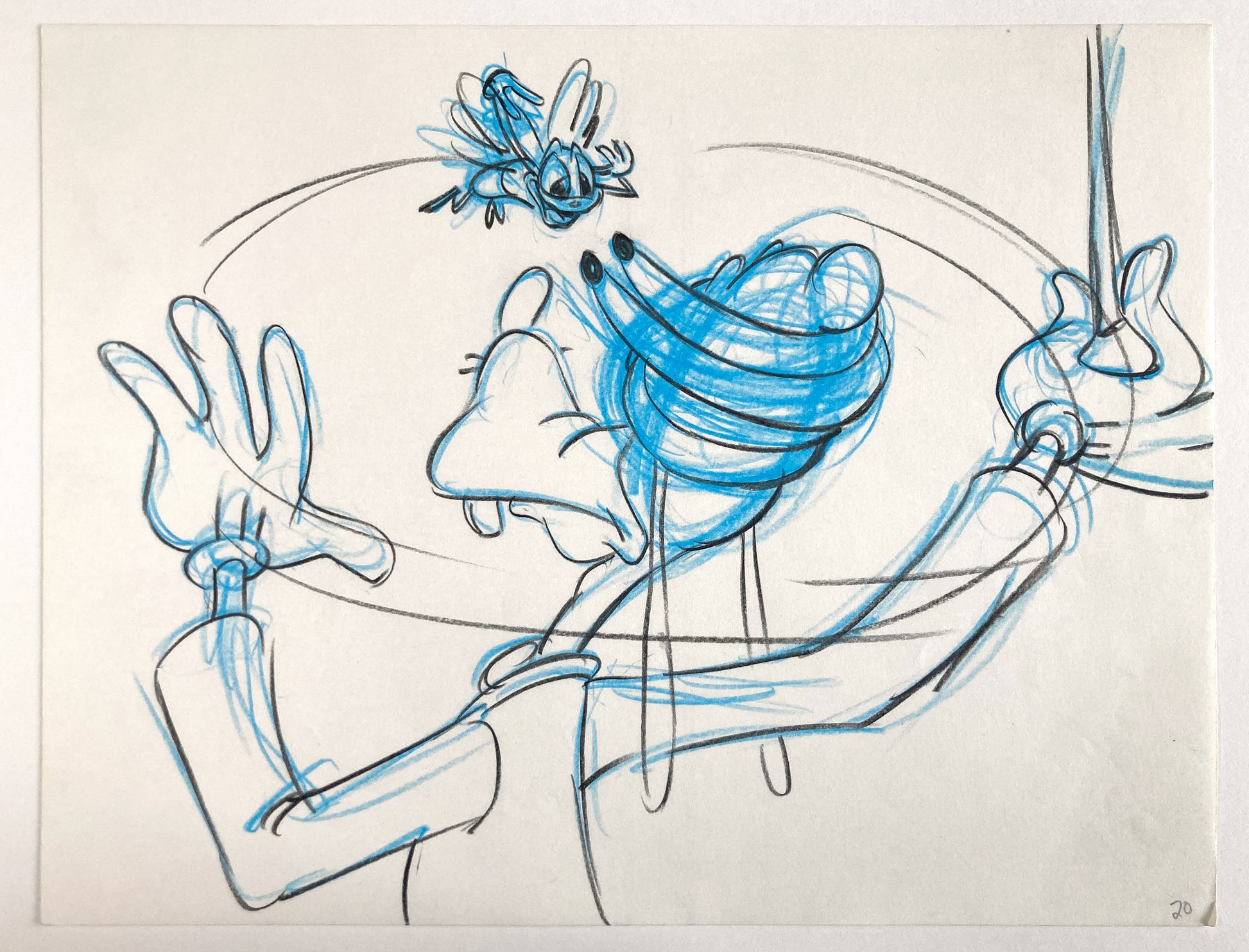 Who Framed Roger Rabbit : Goofy, Donald Duck, and Spike the Bee - Original Storyboard for Deleted Scene by Mark Kausler (Walt Disney/Amblin, 1988). For sale on FLIP Gallery