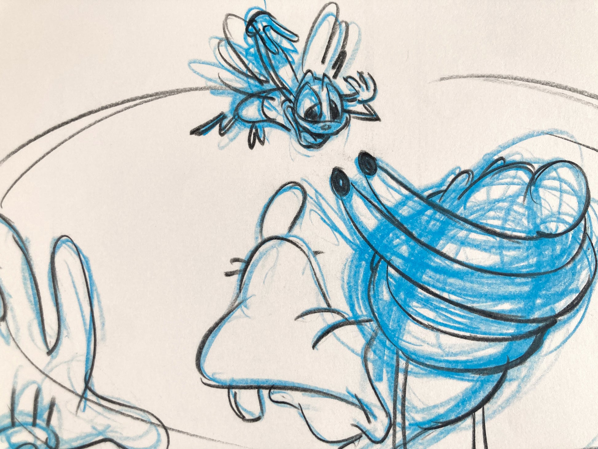 Who Framed Roger Rabbit : Goofy, Donald Duck, and Spike the Bee - Original Storyboard for Deleted Scene by Mark Kausler (Walt Disney/Amblin, 1988). For sale on FLIP Gallery