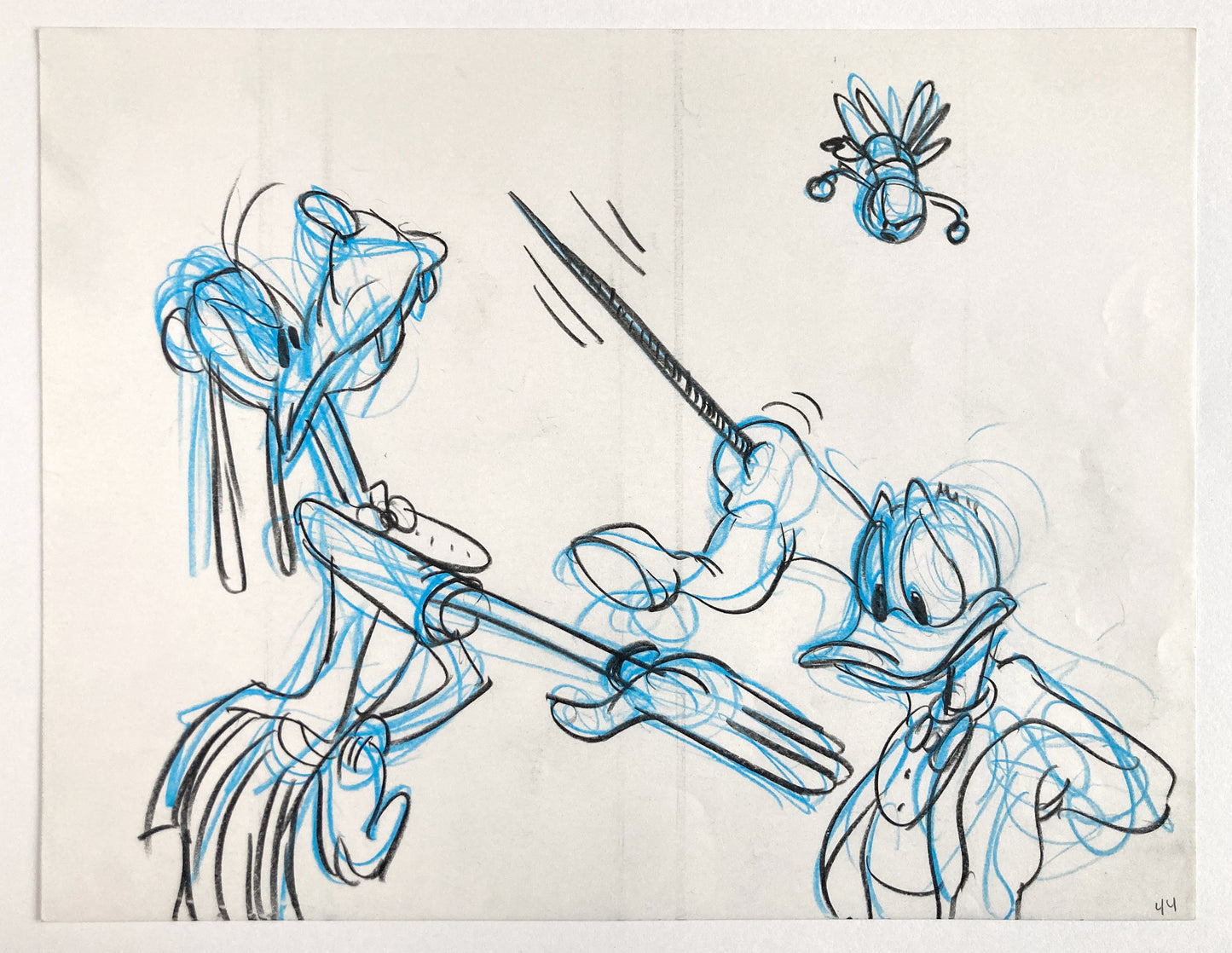 Who Framed Roger Rabbit : Goofy, Donald Duck, and Spike the Bee - Original Storyboard for Deleted Scene by Mark Kausler (Walt Disney/Amblin, 1988). For sale on FLIP Gallery