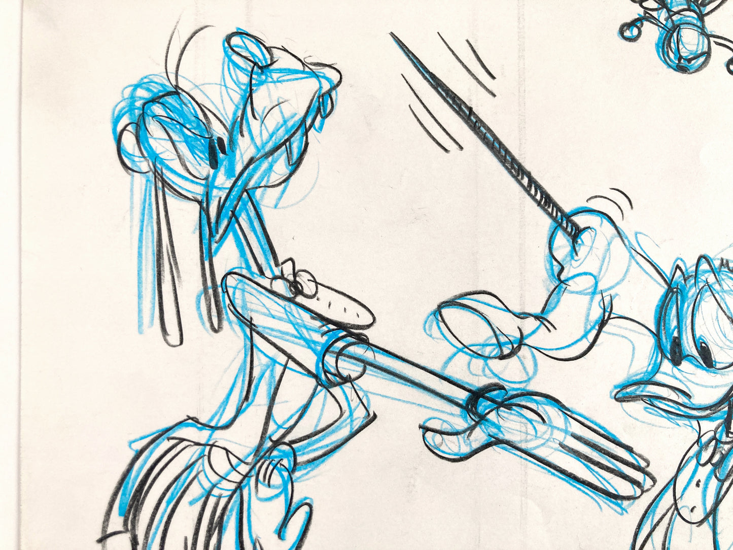 Who Framed Roger Rabbit : Goofy, Donald Duck, and Spike the Bee - Original Storyboard for Deleted Scene by Mark Kausler (Walt Disney/Amblin, 1988). For sale on FLIP Gallery