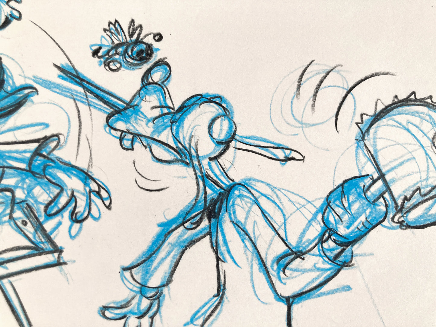Who Framed Roger Rabbit : Goofy, Donald Duck, and Spike the Bee - Original Storyboard for Deleted Scene by Mark Kausler (Walt Disney/Amblin, 1988). For sale on FLIP Gallery