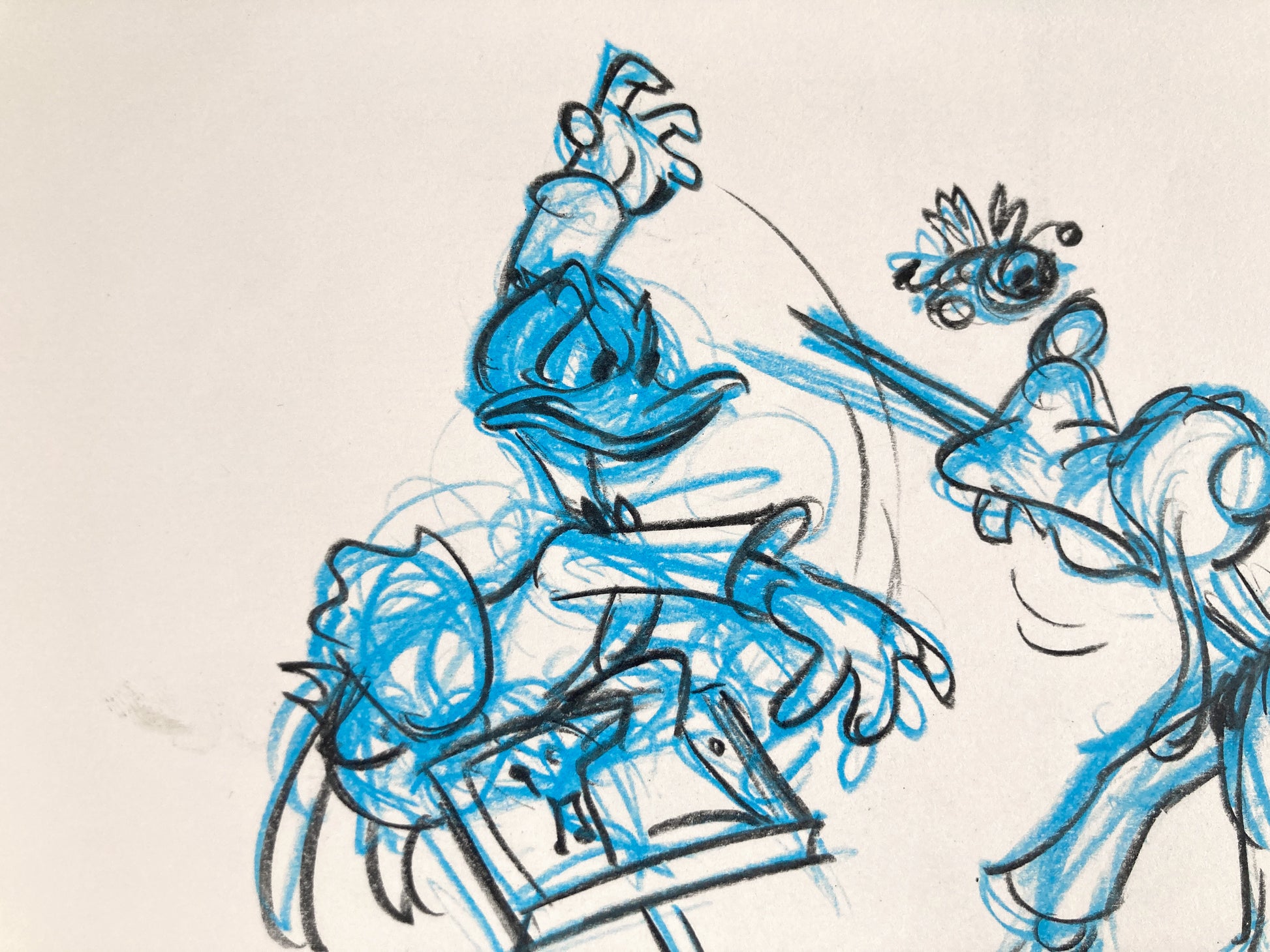 Who Framed Roger Rabbit : Goofy, Donald Duck, and Spike the Bee - Original Storyboard for Deleted Scene by Mark Kausler (Walt Disney/Amblin, 1988). For sale on FLIP Gallery