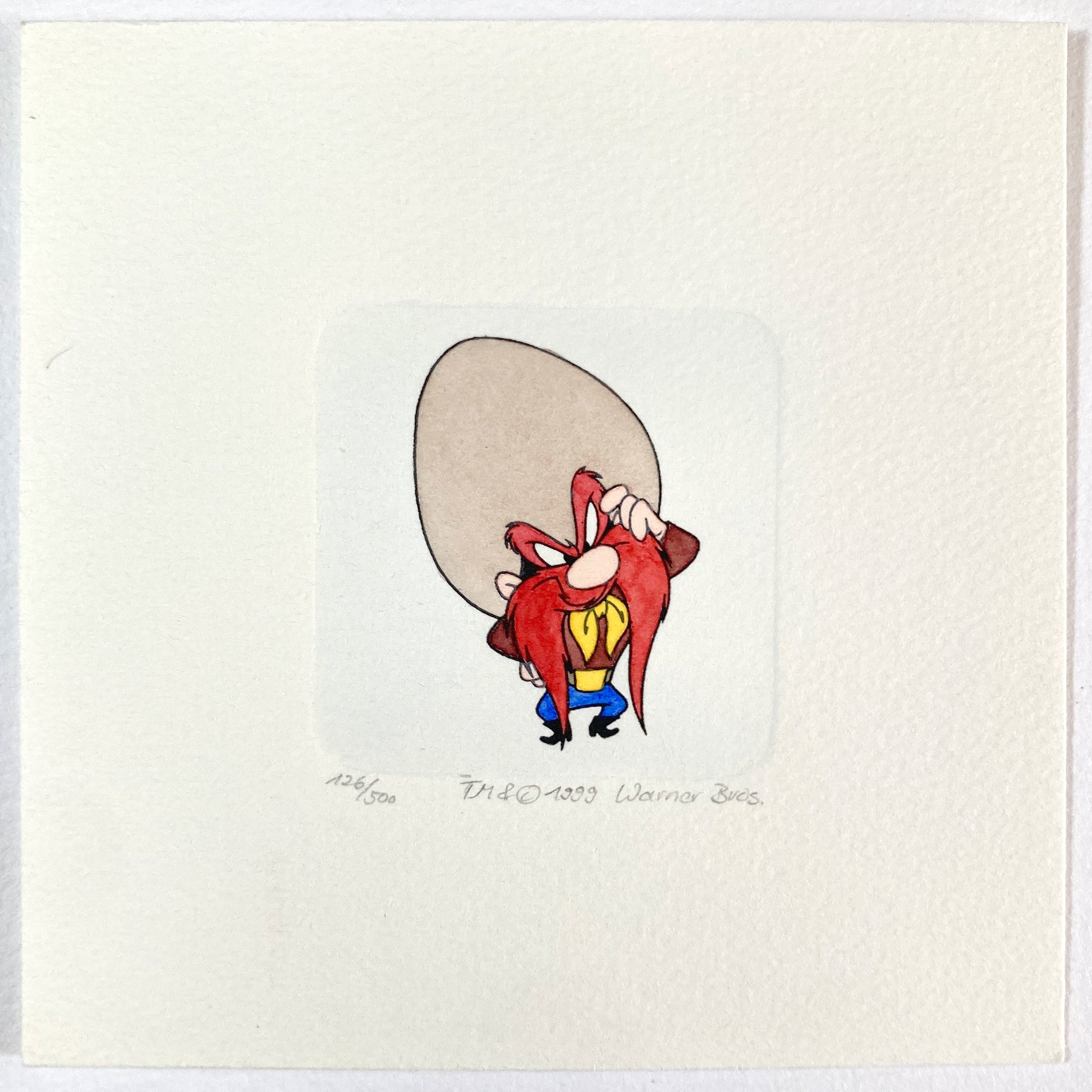Yosemite Sam – Hand-Colored Etching by Sowa & Reiser – Sold-Out Limited Edition No. 126/500 (Warner Brothers, circa 1990s–2000s). For sale on FLIP Gallery