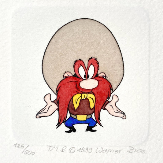Yosemite Sam – Hand-Colored Etching by Sowa & Reiser – Sold-Out Limited Edition No. 126/500 (Warner Brothers, circa 1990s–2000s). For sale on FLIP Gallery