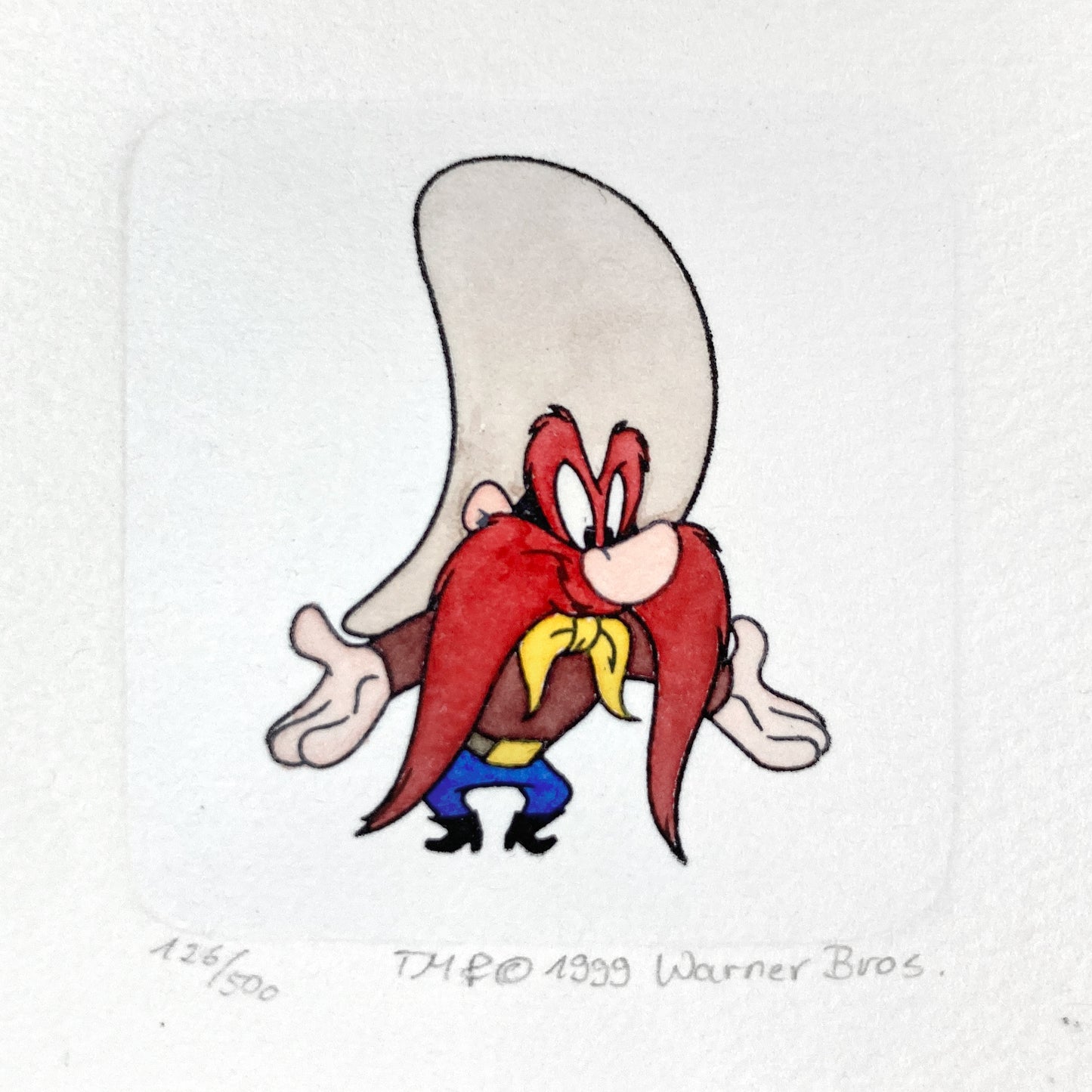 Yosemite Sam – Hand-Colored Etching by Sowa & Reiser – Sold-Out Limited Edition No. 126/500 (Warner Brothers, circa 1990s–2000s). For sale on FLIP Gallery