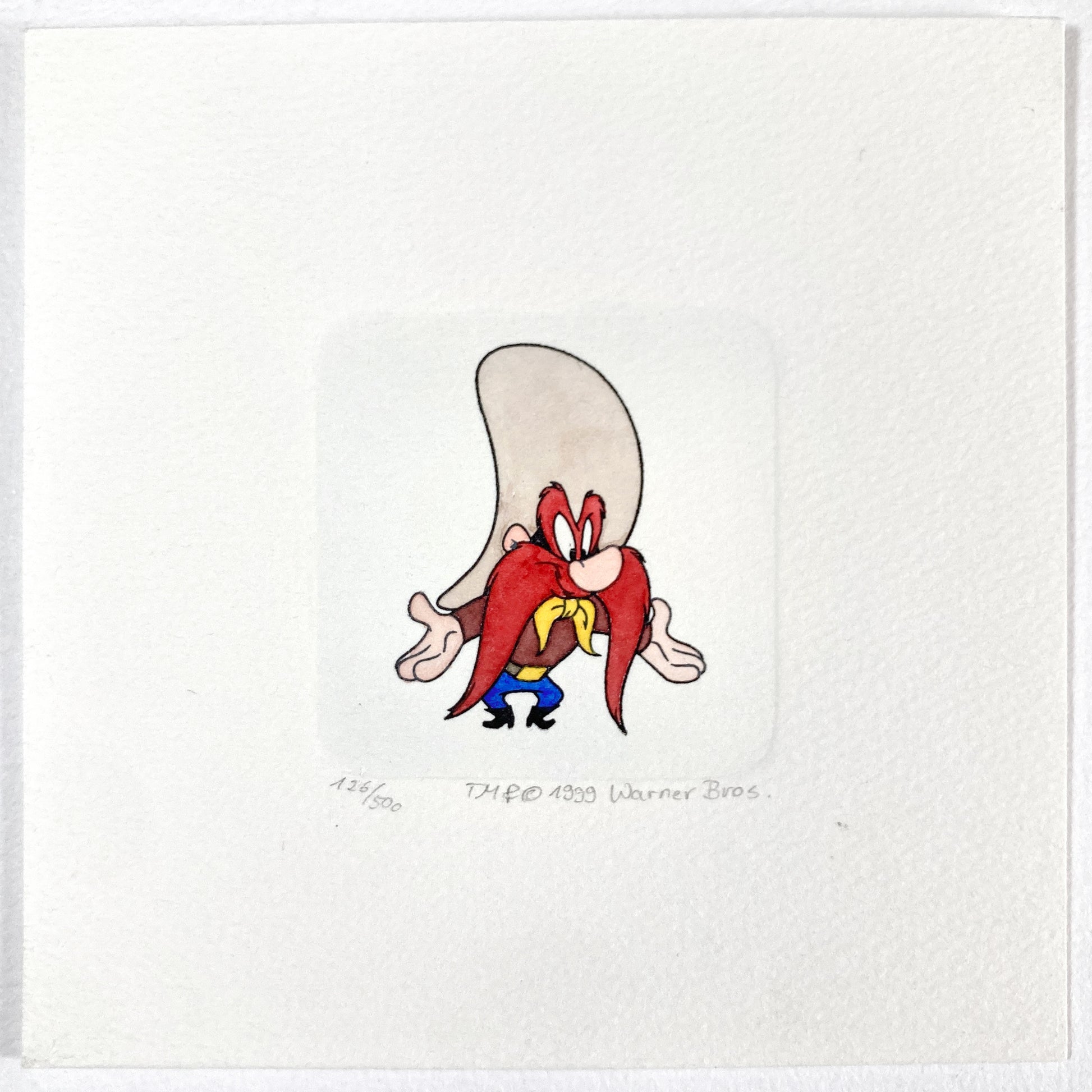 Yosemite Sam – Hand-Colored Etching by Sowa & Reiser – Sold-Out Limited Edition No. 126/500 (Warner Brothers, circa 1990s–2000s). For sale on FLIP Gallery