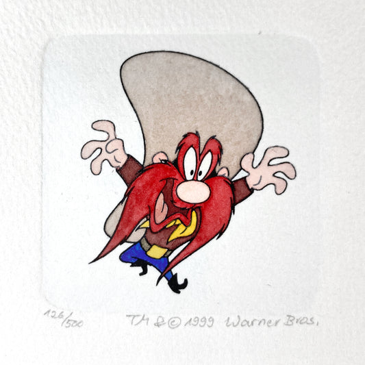 Yosemite Sam Hand-Colored Etching by Sowa & Reiser – Sold-Out Limited Edition No. 126/500 (Warner Brothers, circa 1990s–2000s). For sale on FLIP Gallery